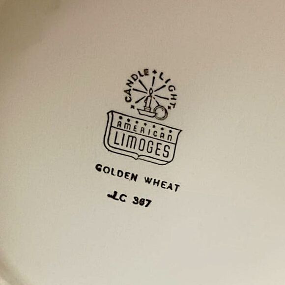 Candle Light American Limoges Covered Vegetable Dish Bowl Golden Wheat Vintage - Picture 6 of 16